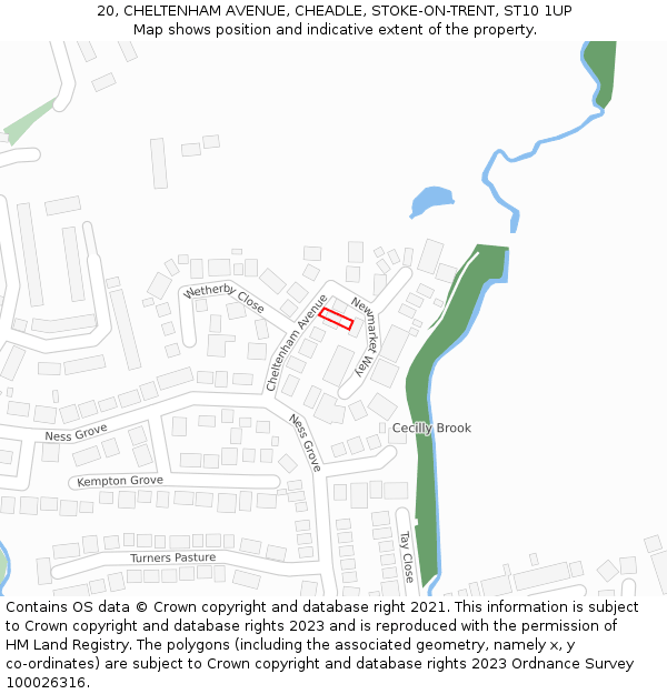 20, CHELTENHAM AVENUE, CHEADLE, STOKE-ON-TRENT, ST10 1UP: Location map and indicative extent of plot