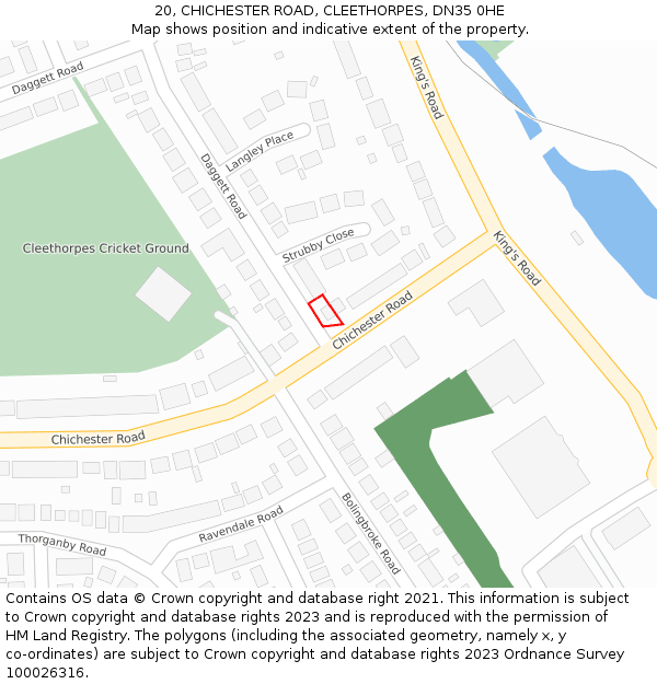 20, CHICHESTER ROAD, CLEETHORPES, DN35 0HE: Location map and indicative extent of plot