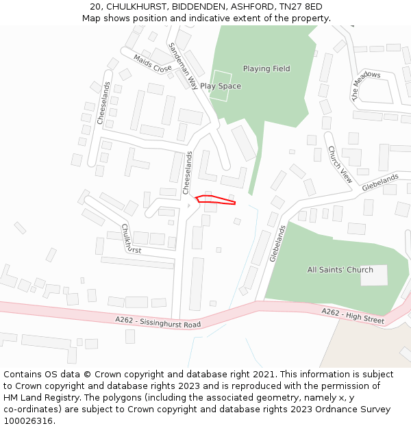 20, CHULKHURST, BIDDENDEN, ASHFORD, TN27 8ED: Location map and indicative extent of plot