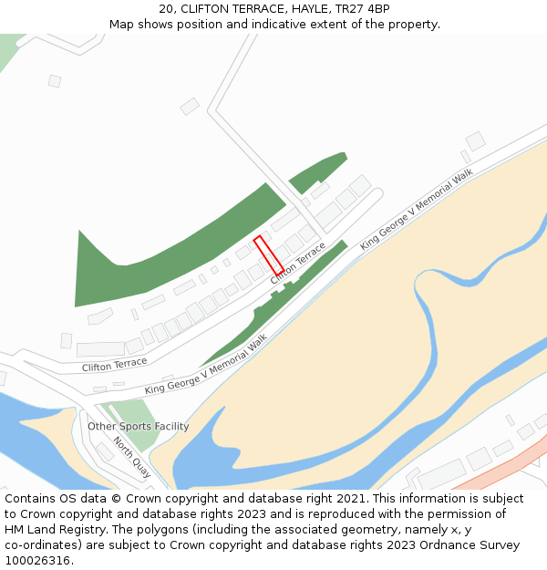 20, CLIFTON TERRACE, HAYLE, TR27 4BP: Location map and indicative extent of plot