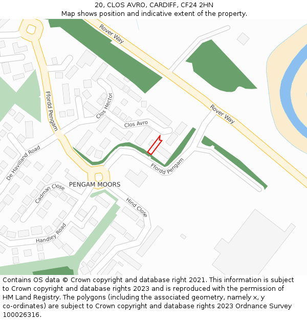 20, CLOS AVRO, CARDIFF, CF24 2HN: Location map and indicative extent of plot