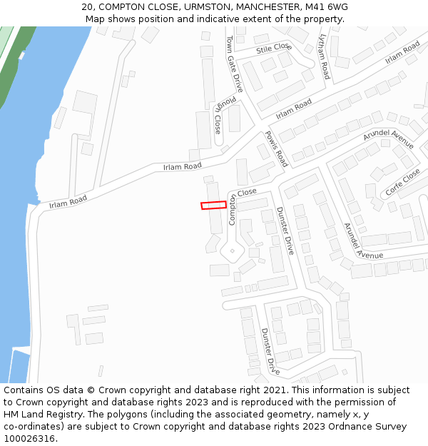 20, COMPTON CLOSE, URMSTON, MANCHESTER, M41 6WG: Location map and indicative extent of plot