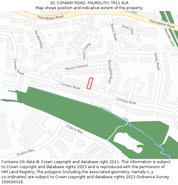 20, CONWAY ROAD, FALMOUTH, TR11 4LA: Location map and indicative extent of plot