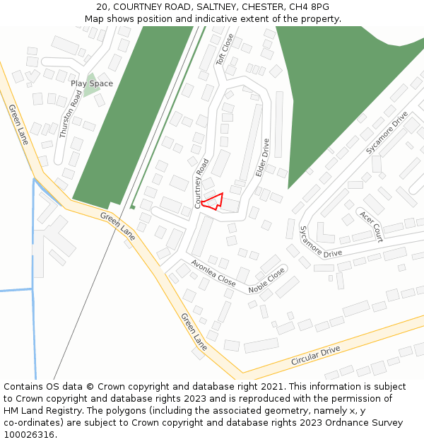 20, COURTNEY ROAD, SALTNEY, CHESTER, CH4 8PG: Location map and indicative extent of plot