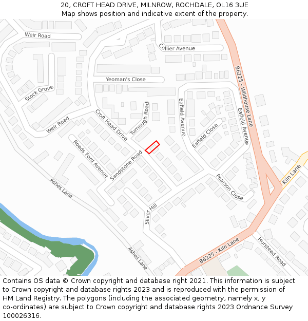 20, CROFT HEAD DRIVE, MILNROW, ROCHDALE, OL16 3UE: Location map and indicative extent of plot