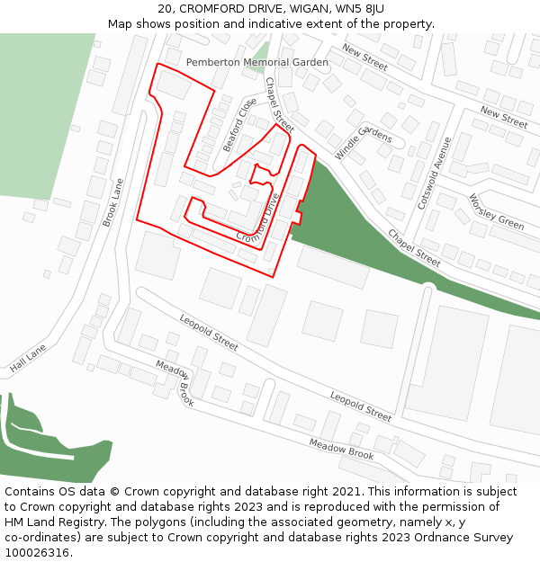 20, CROMFORD DRIVE, WIGAN, WN5 8JU: Location map and indicative extent of plot