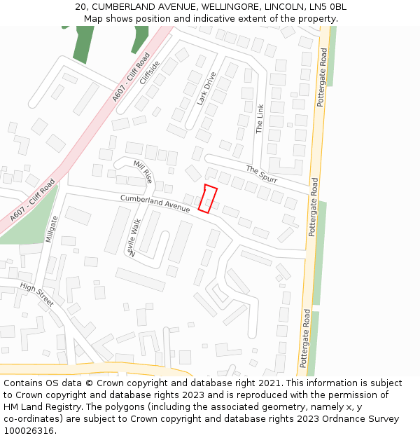 20, CUMBERLAND AVENUE, WELLINGORE, LINCOLN, LN5 0BL: Location map and indicative extent of plot