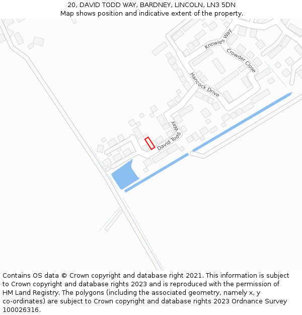 20, DAVID TODD WAY, BARDNEY, LINCOLN, LN3 5DN: Location map and indicative extent of plot