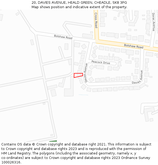 20, DAVIES AVENUE, HEALD GREEN, CHEADLE, SK8 3PG: Location map and indicative extent of plot