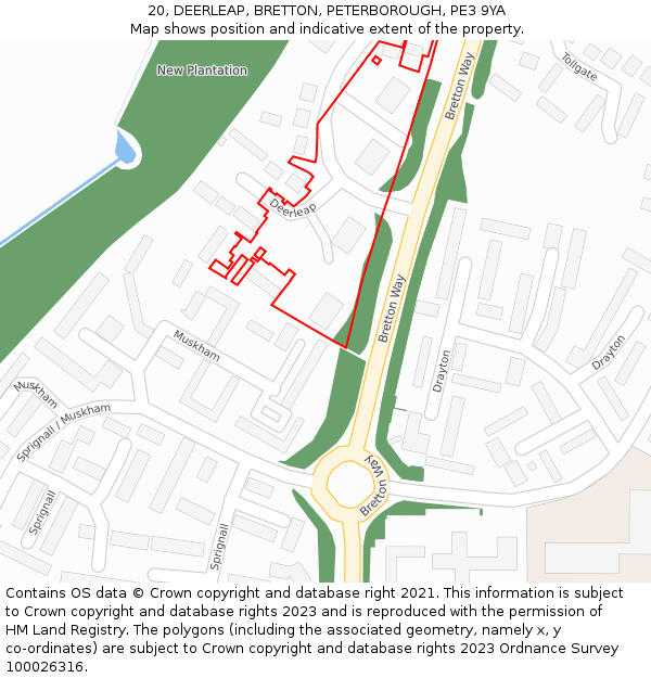 20, DEERLEAP, BRETTON, PETERBOROUGH, PE3 9YA: Location map and indicative extent of plot