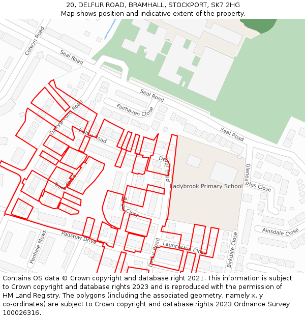 20, DELFUR ROAD, BRAMHALL, STOCKPORT, SK7 2HG: Location map and indicative extent of plot