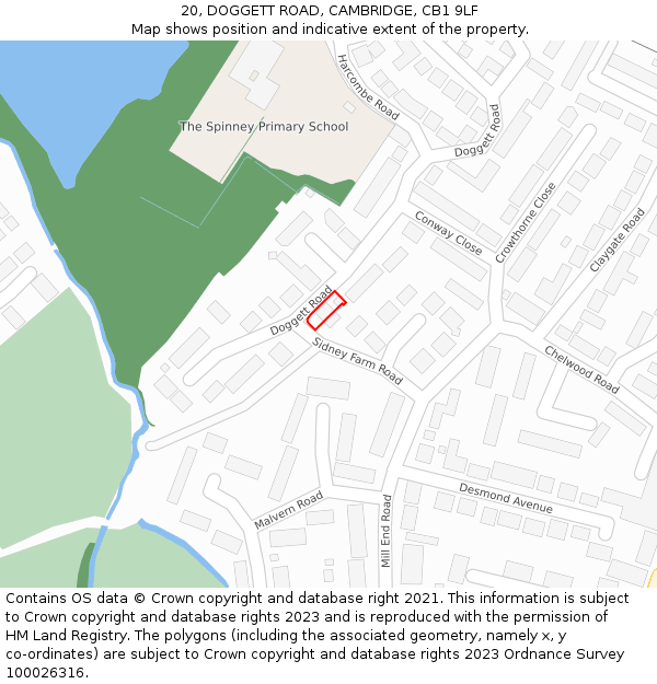 20, DOGGETT ROAD, CAMBRIDGE, CB1 9LF: Location map and indicative extent of plot