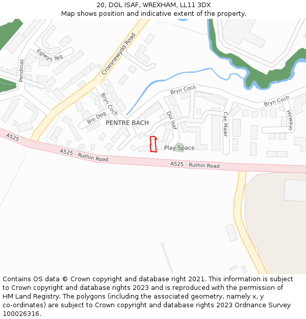 20, DOL ISAF, WREXHAM, LL11 3DX: Location map and indicative extent of plot