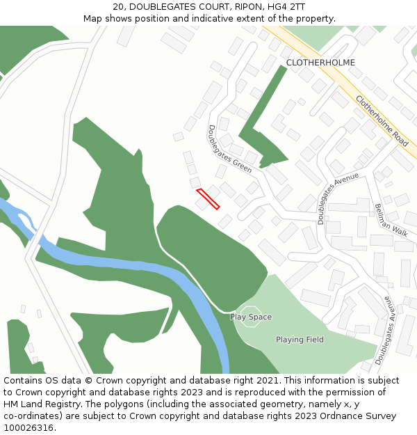 20, DOUBLEGATES COURT, RIPON, HG4 2TT: Location map and indicative extent of plot