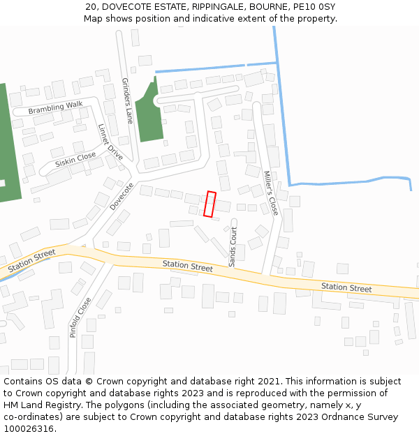 20, DOVECOTE ESTATE, RIPPINGALE, BOURNE, PE10 0SY: Location map and indicative extent of plot