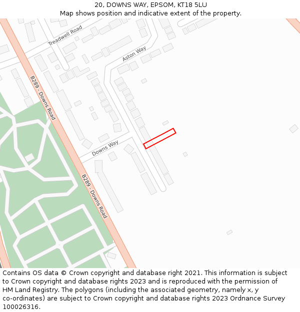 20, DOWNS WAY, EPSOM, KT18 5LU: Location map and indicative extent of plot
