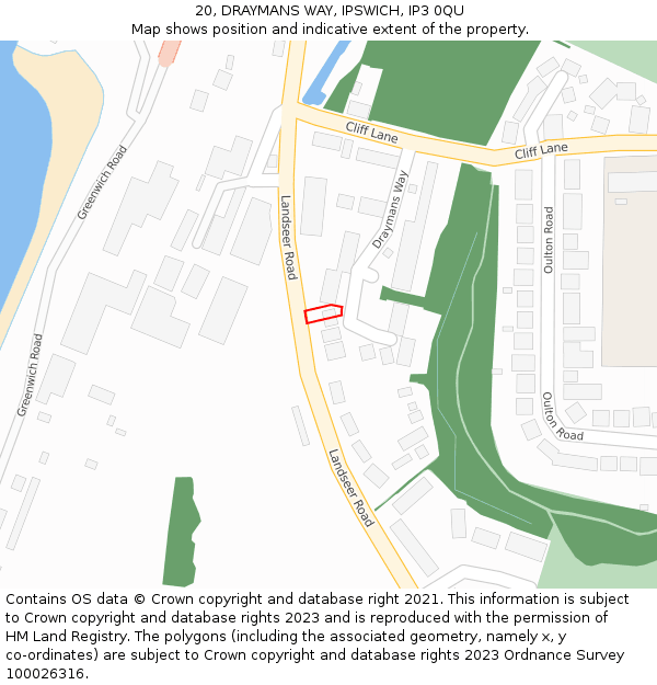 20, DRAYMANS WAY, IPSWICH, IP3 0QU: Location map and indicative extent of plot