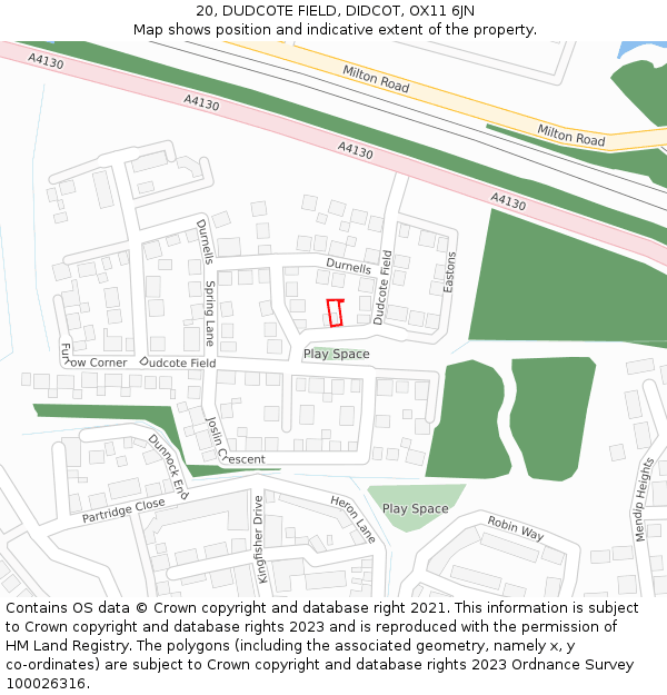 20, DUDCOTE FIELD, DIDCOT, OX11 6JN: Location map and indicative extent of plot