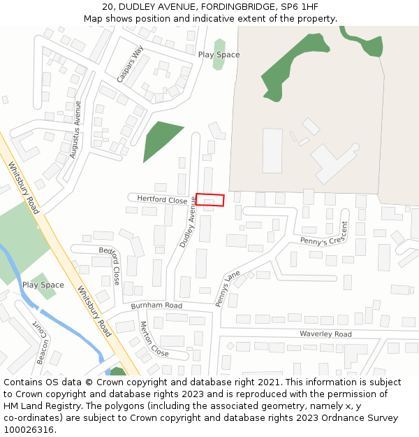 20, DUDLEY AVENUE, FORDINGBRIDGE, SP6 1HF: Location map and indicative extent of plot