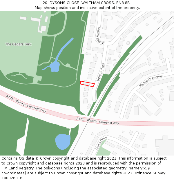20, DYSONS CLOSE, WALTHAM CROSS, EN8 8RL: Location map and indicative extent of plot