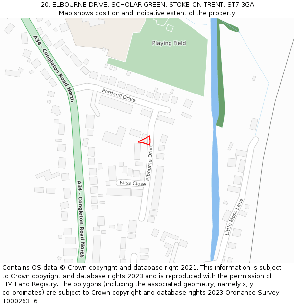 20, ELBOURNE DRIVE, SCHOLAR GREEN, STOKE-ON-TRENT, ST7 3GA: Location map and indicative extent of plot