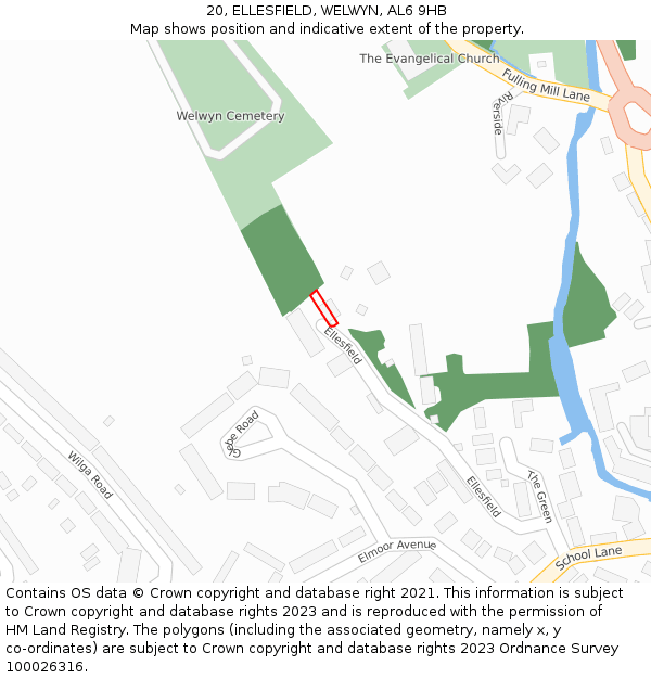 20, ELLESFIELD, WELWYN, AL6 9HB: Location map and indicative extent of plot