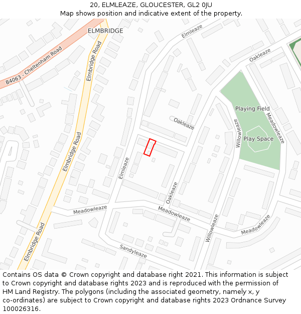 20, ELMLEAZE, GLOUCESTER, GL2 0JU: Location map and indicative extent of plot