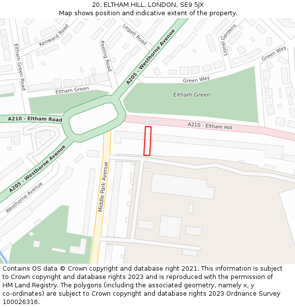 20, ELTHAM HILL, LONDON, SE9 5JX: Location map and indicative extent of plot