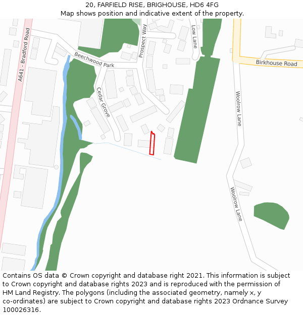 20, FARFIELD RISE, BRIGHOUSE, HD6 4FG: Location map and indicative extent of plot