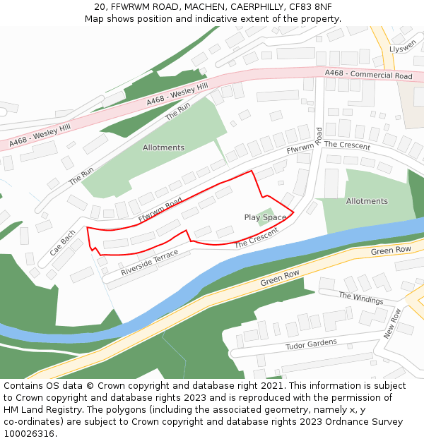 20, FFWRWM ROAD, MACHEN, CAERPHILLY, CF83 8NF: Location map and indicative extent of plot