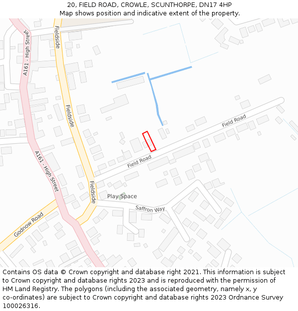 20, FIELD ROAD, CROWLE, SCUNTHORPE, DN17 4HP: Location map and indicative extent of plot