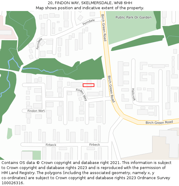 20, FINDON WAY, SKELMERSDALE, WN8 6HH: Location map and indicative extent of plot