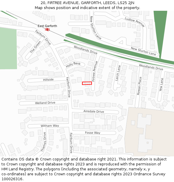 20, FIRTREE AVENUE, GARFORTH, LEEDS, LS25 2JN: Location map and indicative extent of plot