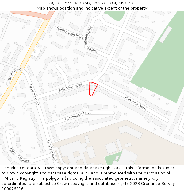 20, FOLLY VIEW ROAD, FARINGDON, SN7 7DH: Location map and indicative extent of plot