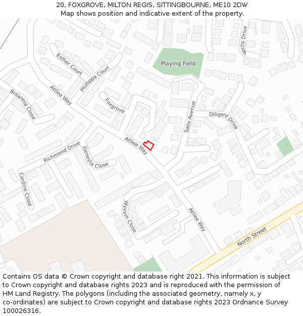 20, FOXGROVE, MILTON REGIS, SITTINGBOURNE, ME10 2DW: Location map and indicative extent of plot