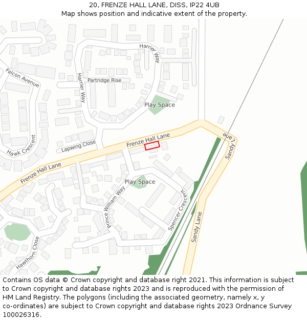 20, FRENZE HALL LANE, DISS, IP22 4UB: Location map and indicative extent of plot