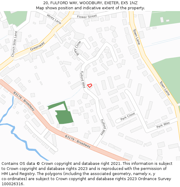 20, FULFORD WAY, WOODBURY, EXETER, EX5 1NZ: Location map and indicative extent of plot