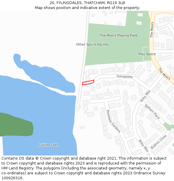 20, FYLINGDALES, THATCHAM, RG19 3LB: Location map and indicative extent of plot