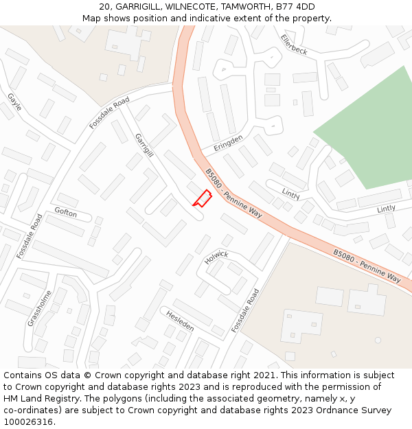 20, GARRIGILL, WILNECOTE, TAMWORTH, B77 4DD: Location map and indicative extent of plot