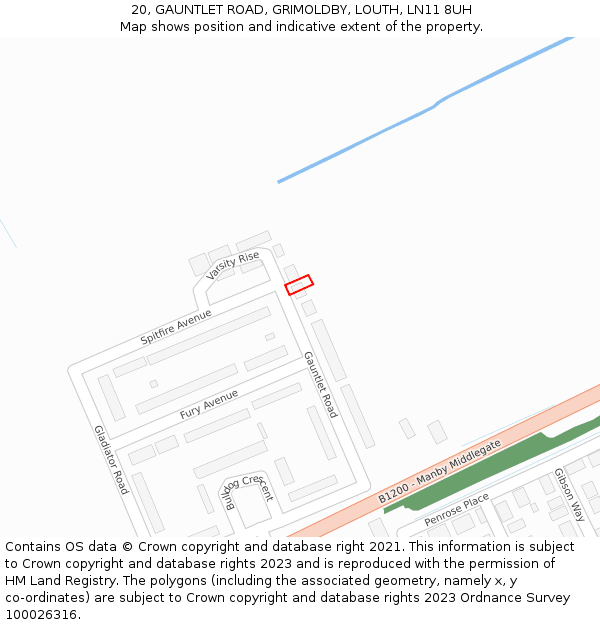 20, GAUNTLET ROAD, GRIMOLDBY, LOUTH, LN11 8UH: Location map and indicative extent of plot