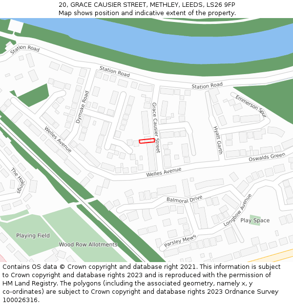 20, GRACE CAUSIER STREET, METHLEY, LEEDS, LS26 9FP: Location map and indicative extent of plot