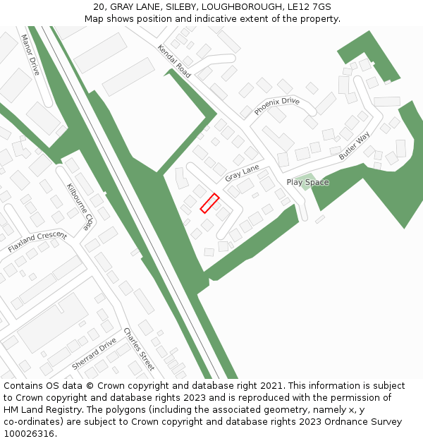 20, GRAY LANE, SILEBY, LOUGHBOROUGH, LE12 7GS: Location map and indicative extent of plot