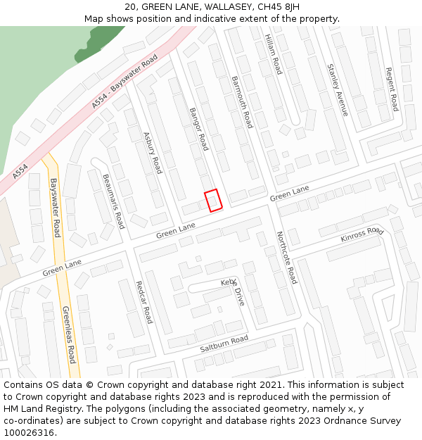 20, GREEN LANE, WALLASEY, CH45 8JH: Location map and indicative extent of plot