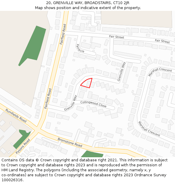 20, GRENVILLE WAY, BROADSTAIRS, CT10 2JR: Location map and indicative extent of plot