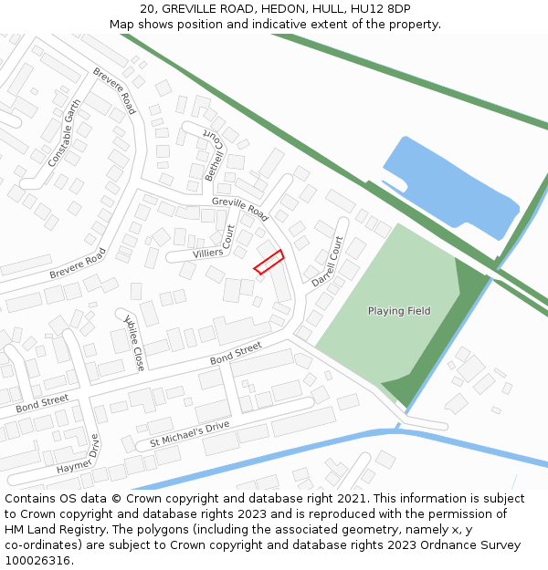 20, GREVILLE ROAD, HEDON, HULL, HU12 8DP: Location map and indicative extent of plot