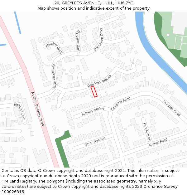 20, GREYLEES AVENUE, HULL, HU6 7YG: Location map and indicative extent of plot