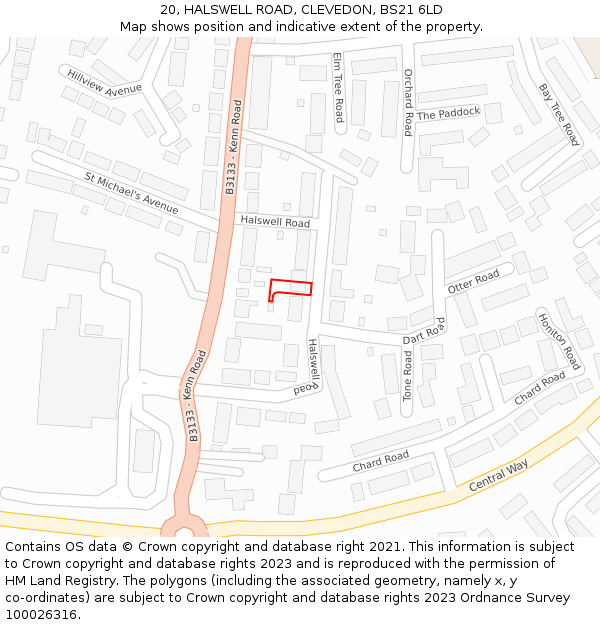 20, HALSWELL ROAD, CLEVEDON, BS21 6LD: Location map and indicative extent of plot