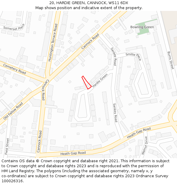 20, HARDIE GREEN, CANNOCK, WS11 6DX: Location map and indicative extent of plot