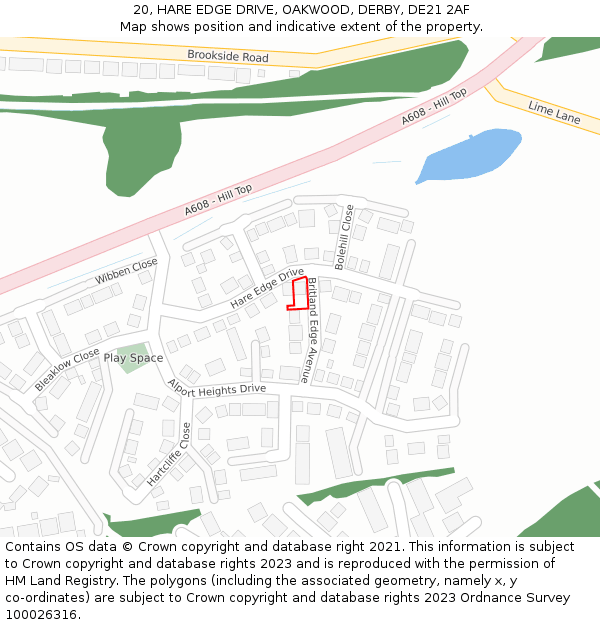 20, HARE EDGE DRIVE, OAKWOOD, DERBY, DE21 2AF: Location map and indicative extent of plot