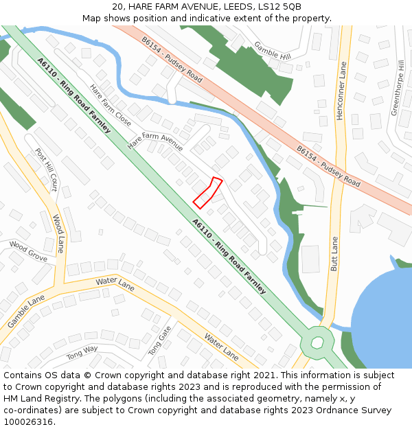 20, HARE FARM AVENUE, LEEDS, LS12 5QB: Location map and indicative extent of plot